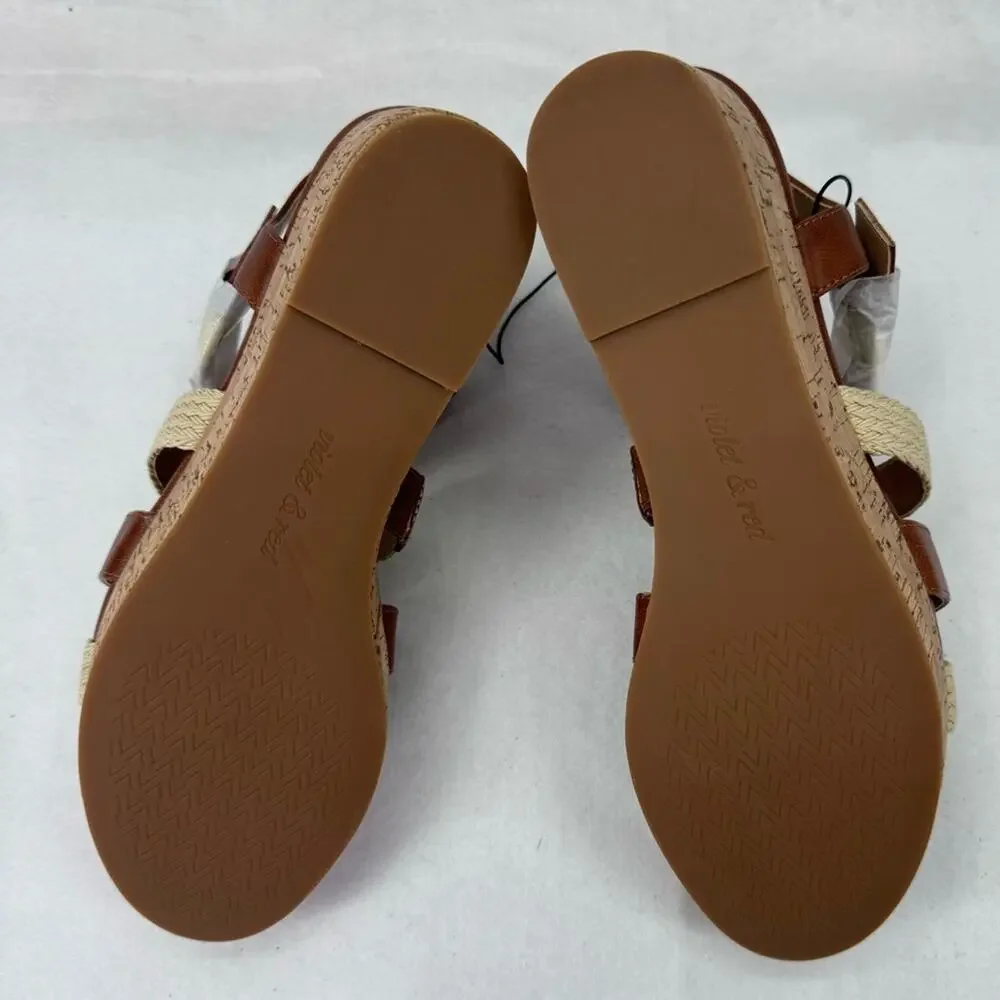 NWT Violet & Red Capree Woven Braid Wedge sz 9.5 Cognac Brown Sandals Stitch Fix